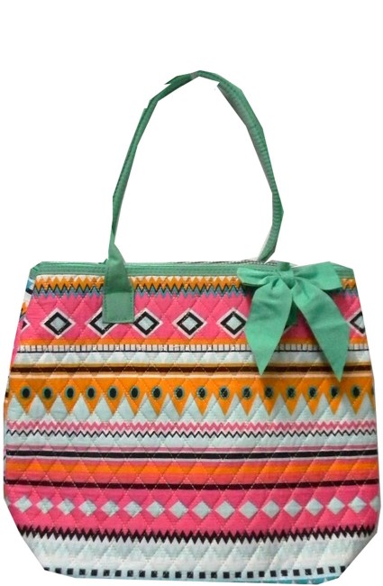 Small Quilted Tote Bag-AQM1515-MINT